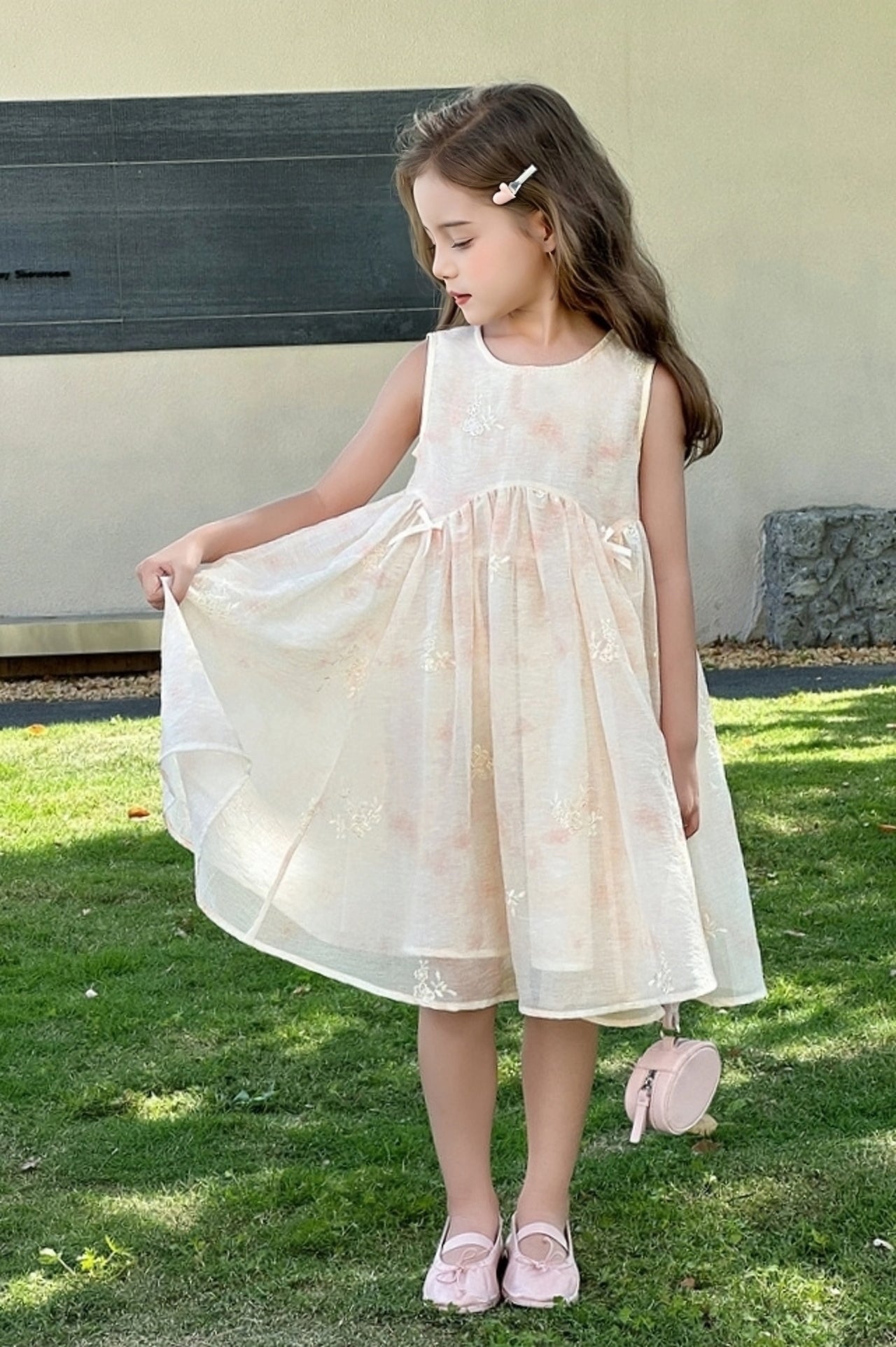 [Preorder] Bows & Embroidery Vest Dress