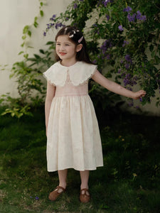 [Preorder] Lapel Collar Pink Florals Dress