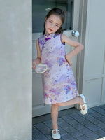 Load image into Gallery viewer, Violet Butterfly Cheongsam Dress
