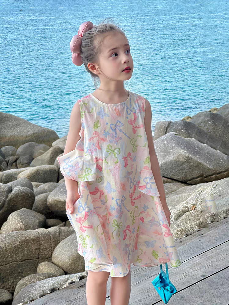 [Preorder] Printed Ribbons Vest Dress