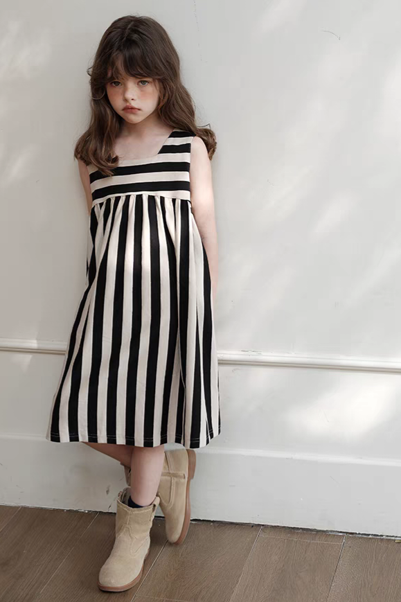 Dual Colors Striped Twinning Dress