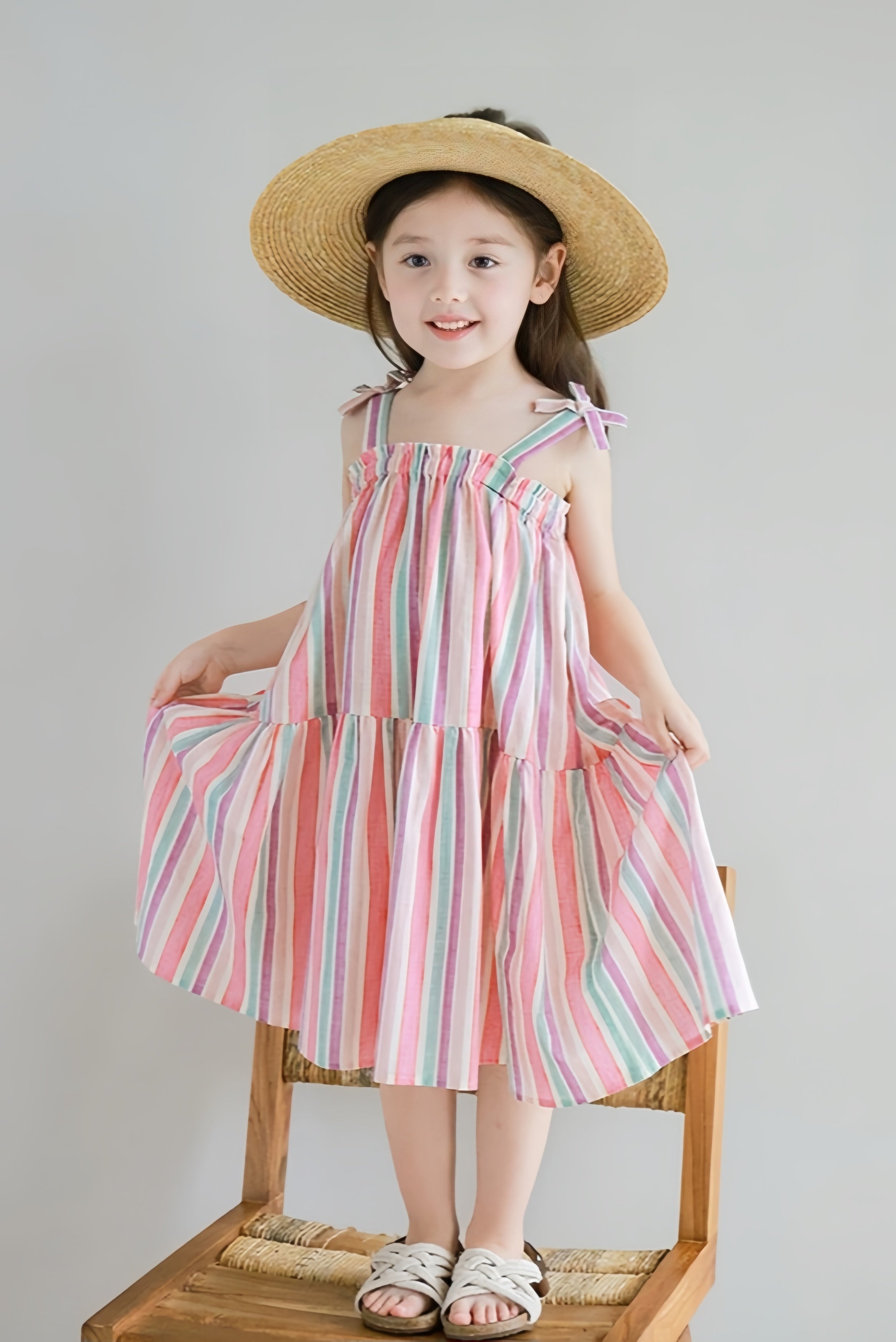 [Preorder] Colors Striped Suspender Dress