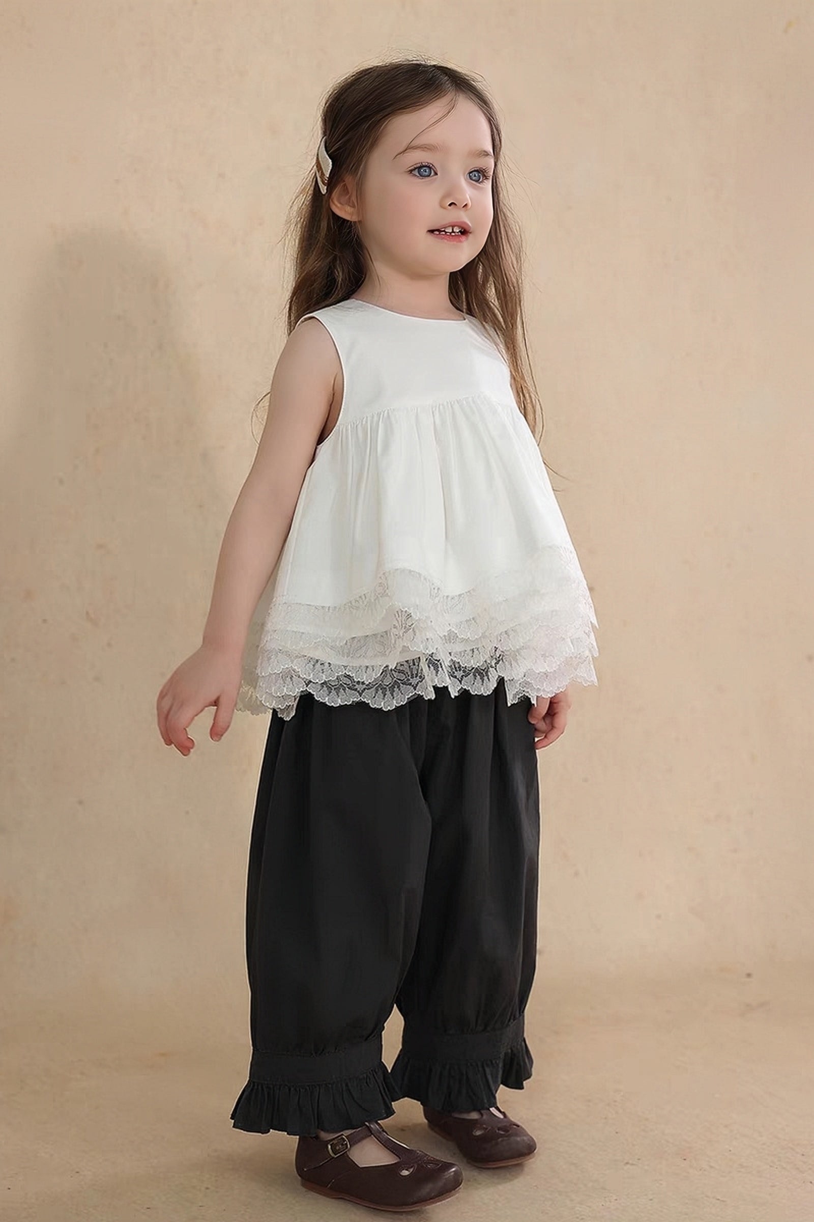 [Preorder] Puffy Lace Hem Babydoll Top