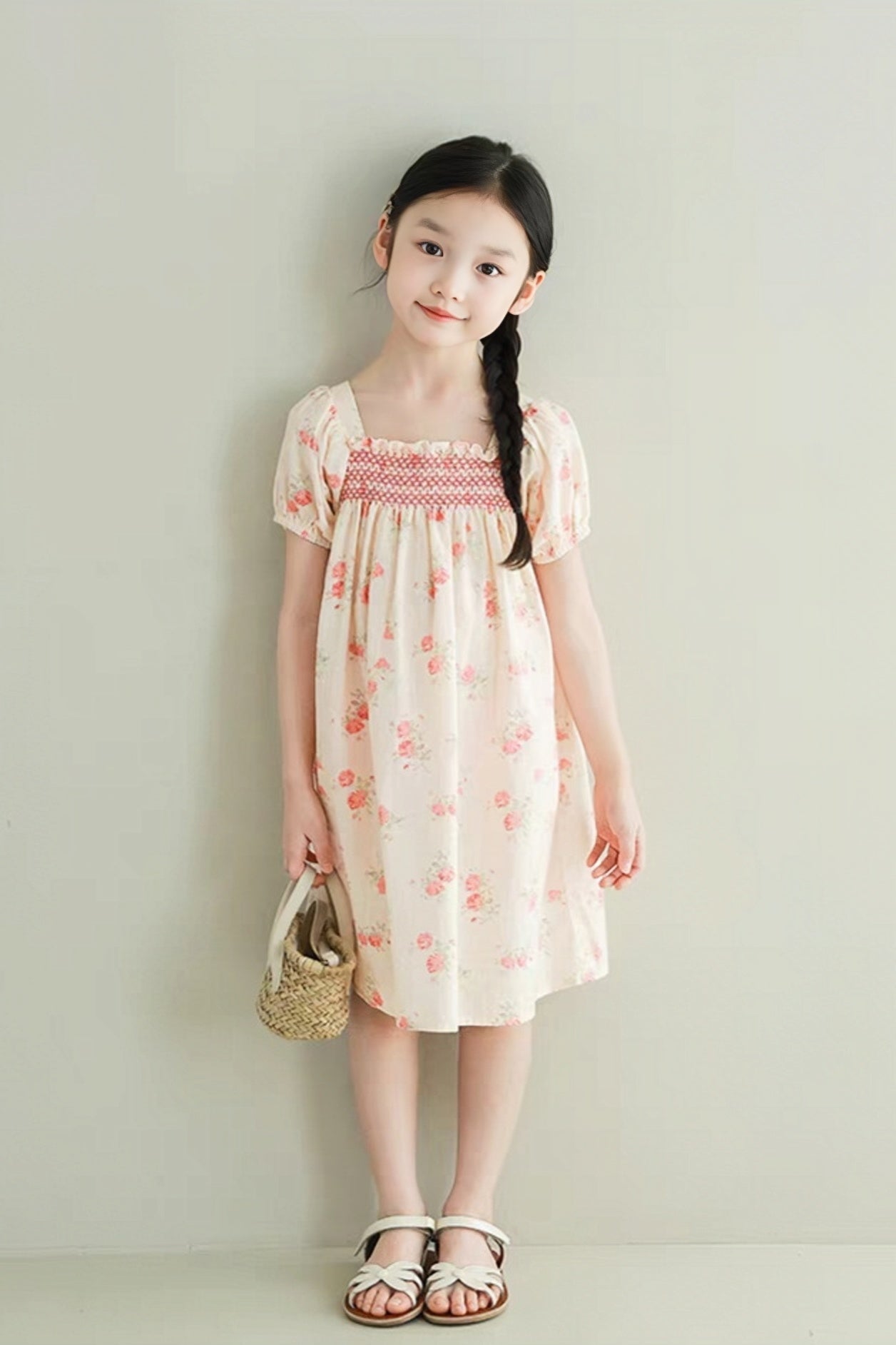 [Preorder] Pink Floral Shirred Dress