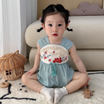 Load image into Gallery viewer, Ribbon Tie Embroidery Cheongsam Romper
