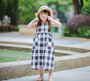 Buttons Checkered Midi Dress