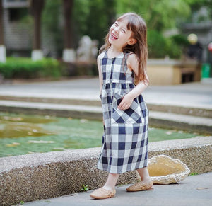 Buttons Checkered Midi Dress