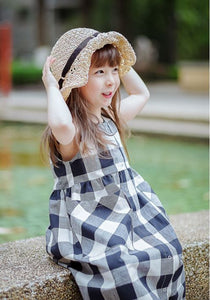 Buttons Checkered Midi Dress