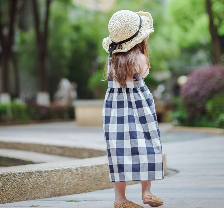 Buttons Checkered Midi Dress