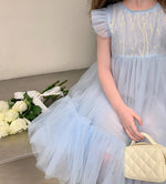 Load image into Gallery viewer, Back Ribbon Sequins Tulle Dress
