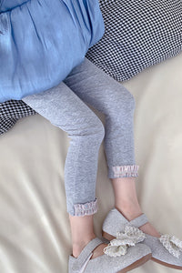 Lace Trim Glitter Leggings