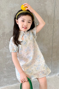 Embroidered Floral Cheongsam Dress