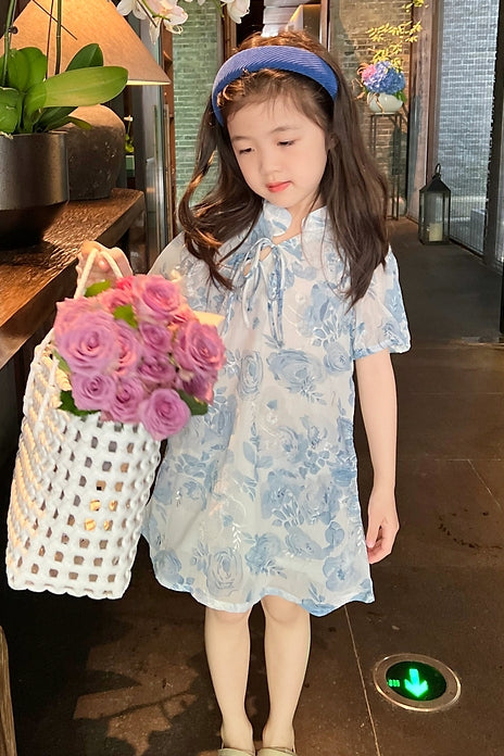 Front Ribbon Tie Cheongsam Dress