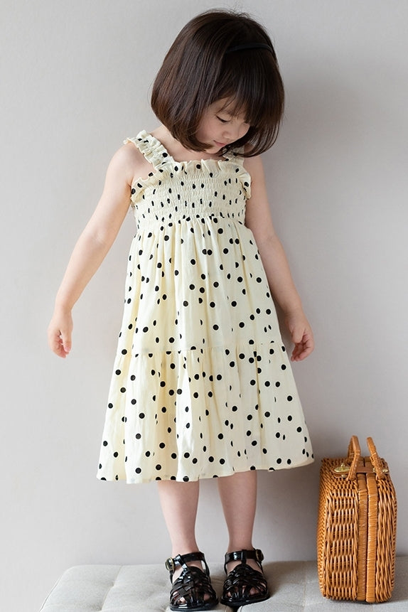 Polka Dots Shirred Dress