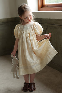 Square Lace Pleat Dress