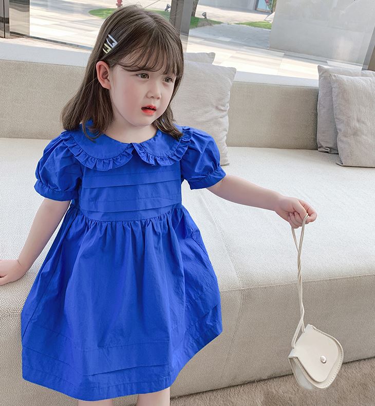 Doll Collar Royal Blue Dress