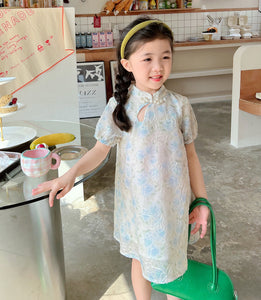 Embroidered Floral Cheongsam Dress