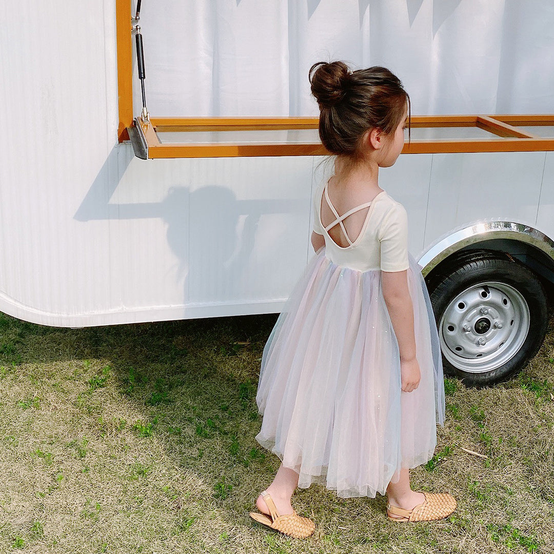 X-Back Rainbow Tulle Dress