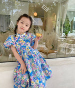 Load image into Gallery viewer, Floral Puff Sleeves Cheongsam Dress
