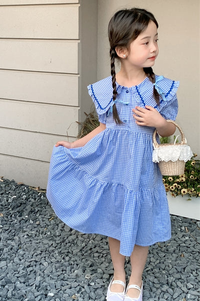 White and blue 2025 gingham dress