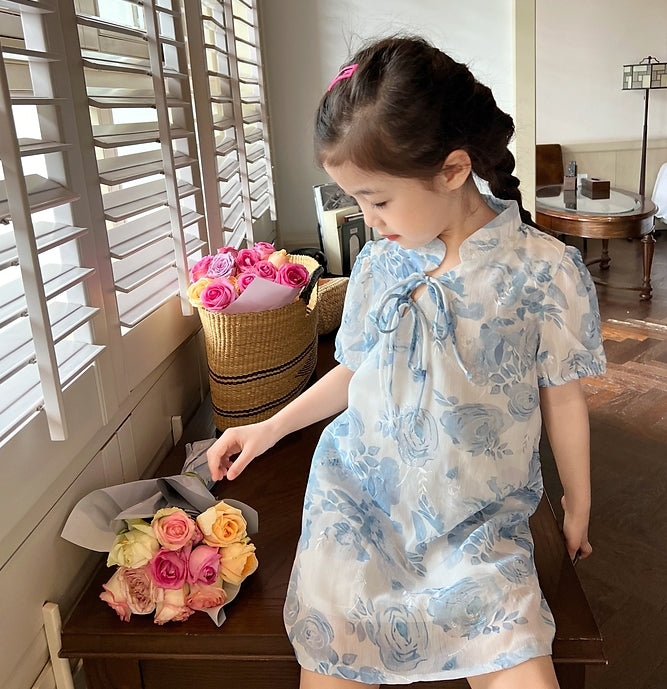 Front Ribbon Tie Cheongsam Dress