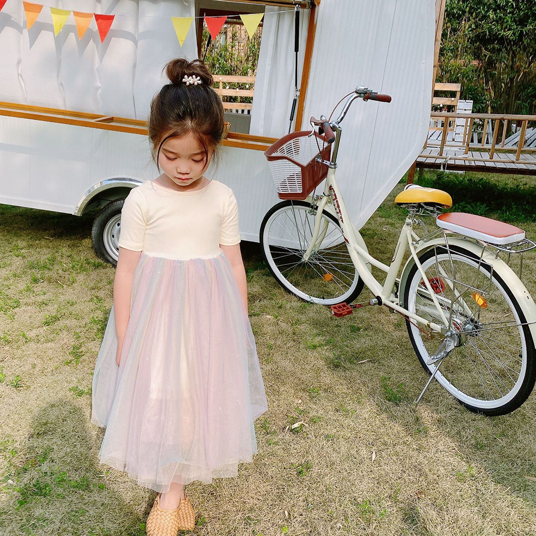 X-Back Rainbow Tulle Dress