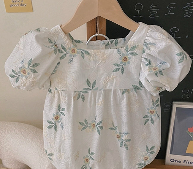 [Preorder] Square Neck Embroidery Romper