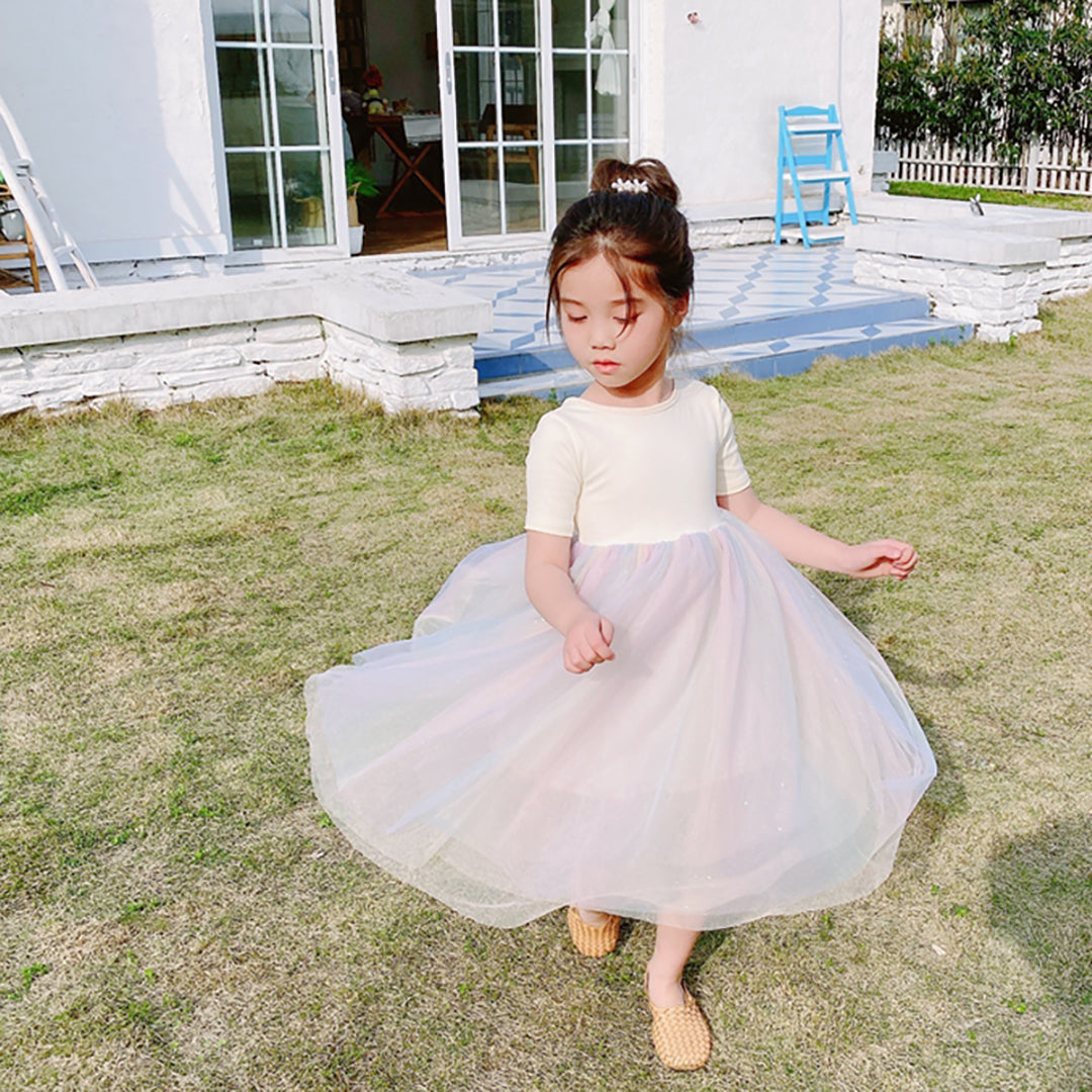 X-Back Rainbow Tulle Dress