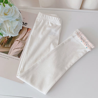 Lace Trim Glitter Leggings
