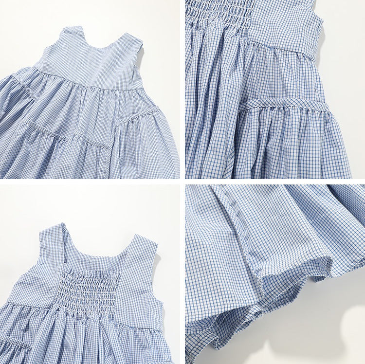 Blue Checkered Vest Dress