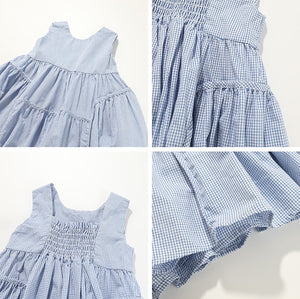 Blue Checkered Vest Dress