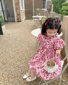 Floral Puff Sleeves Cheongsam Dress