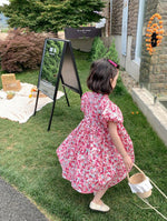 Load image into Gallery viewer, Floral Puff Sleeves Cheongsam Dress
