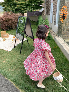 Floral Puff Sleeves Cheongsam Dress