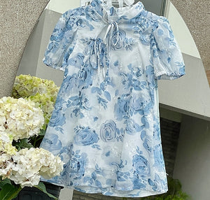 Front Ribbon Tie Cheongsam Dress